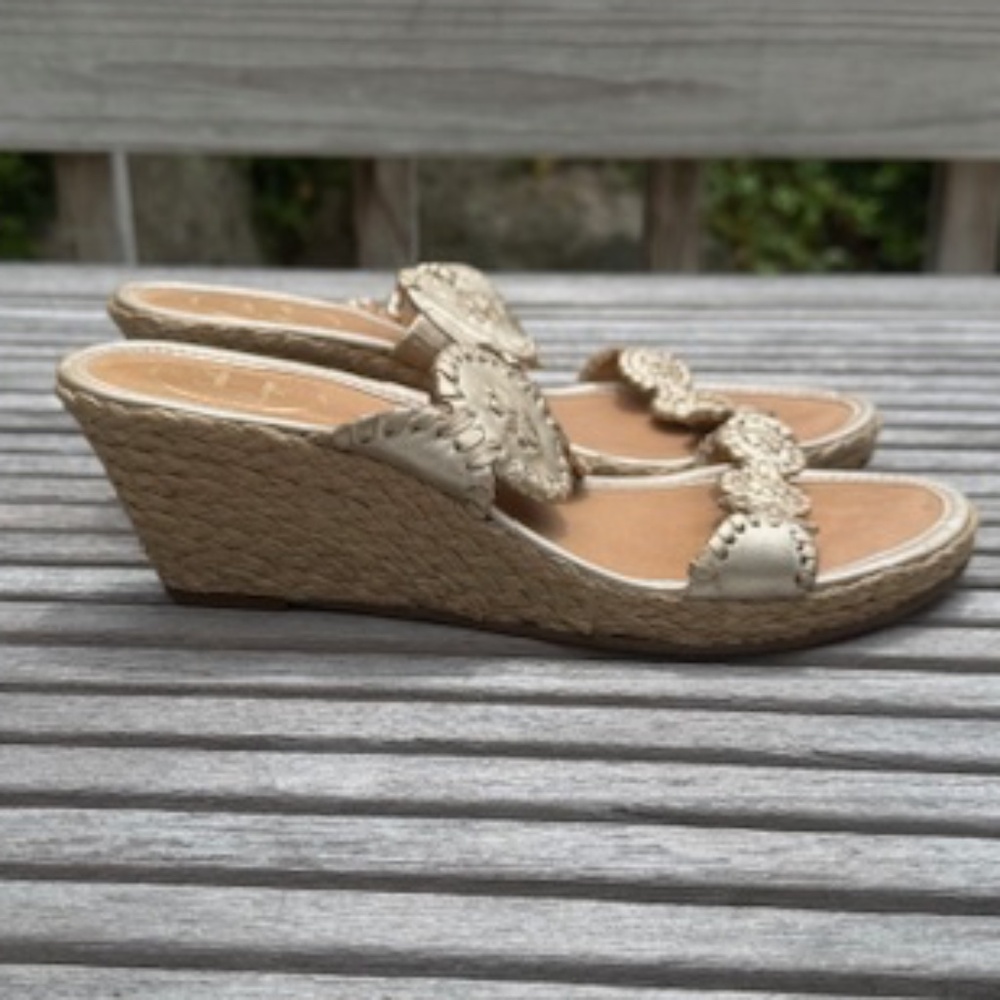 Jack Rogers Gold Braided Wedge Sandals - Picture 5 of 8